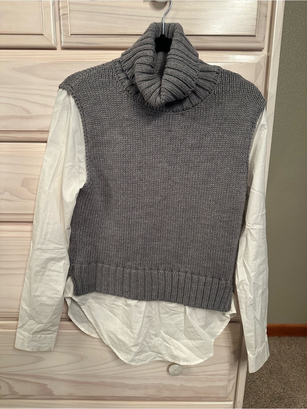 Pilcro Light Gray Chunky Knit Turtleneck Vest